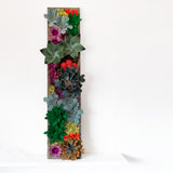 Faux Succulent Wood Panel for Home, Colorful Succulent Wall Décor